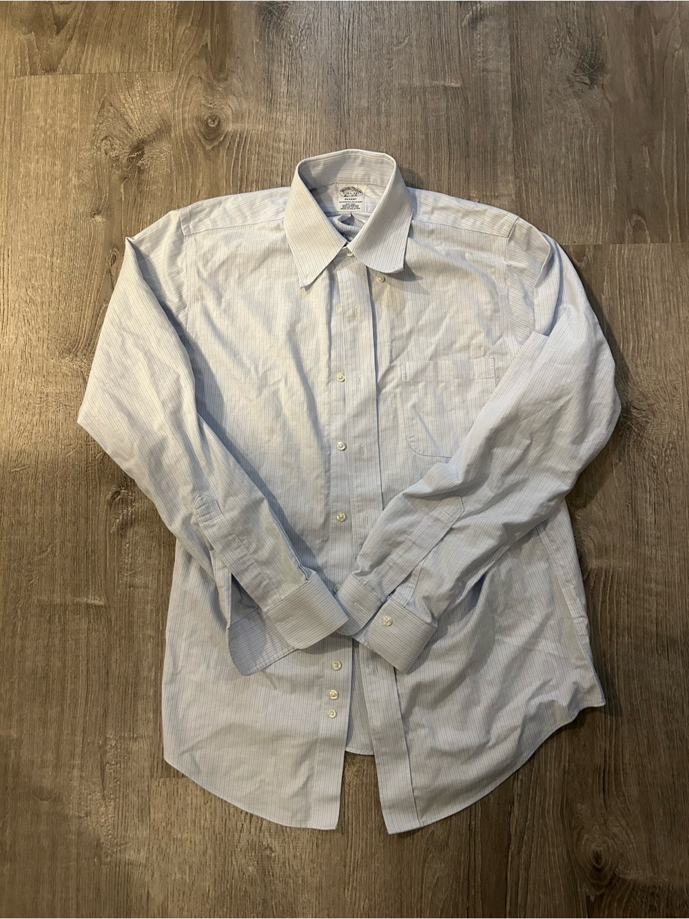 Brooks Brothers Regent Blue Button Down Oxford Pinstripe Dress Shirt 14.5-34